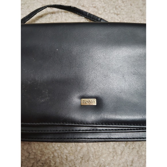 Buxton Women's Crossbody Genuine Leather Shoulder Wallet Small Purse Black - Picture 2 of 5